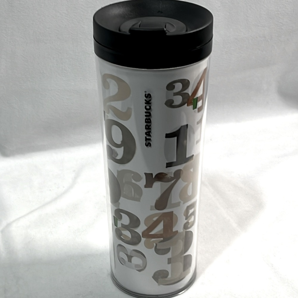 STARBUCKS 2011 Tumbler insulated Numbers Plastic 16 oz Collectable